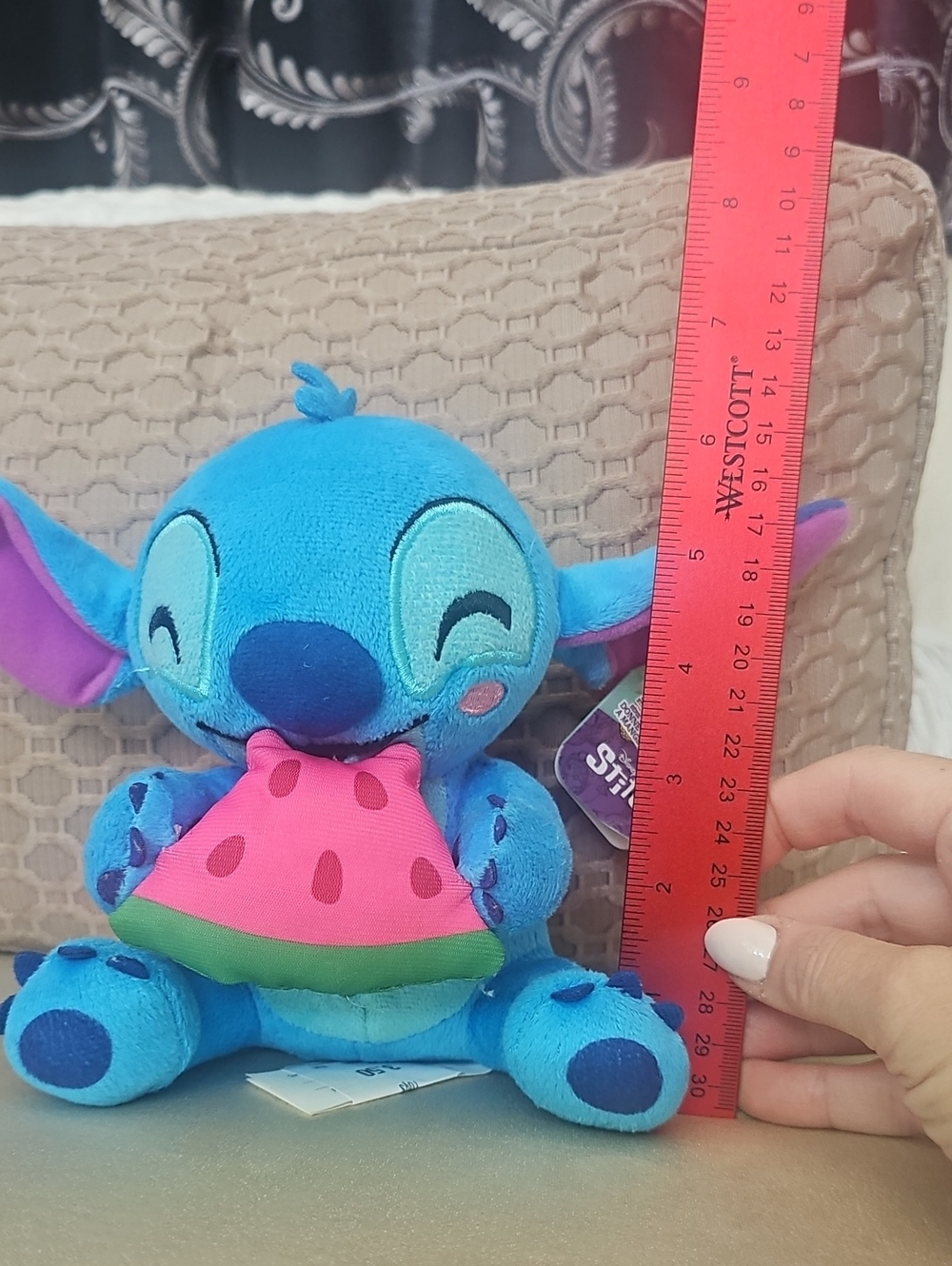 Disney Blue Stitch Plush with Pink & Green Watermelon